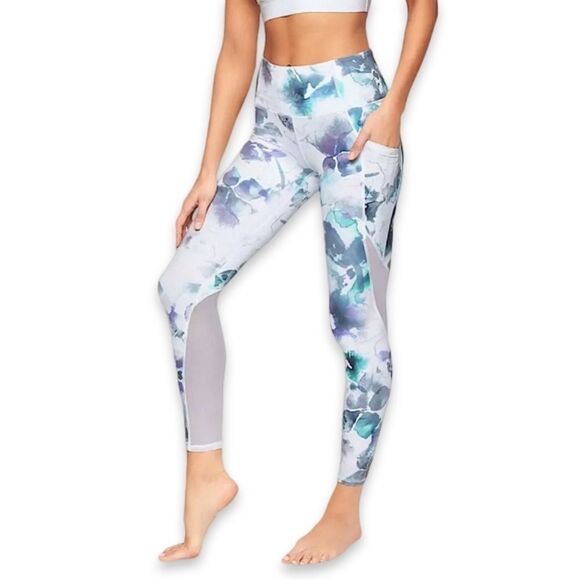 Athleta Women’s Floral Print Mudra 7/8 Tight Mesh Workout Leggings Size Medium - Picture 1 of 15